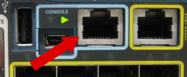 Network device console port on the front panel