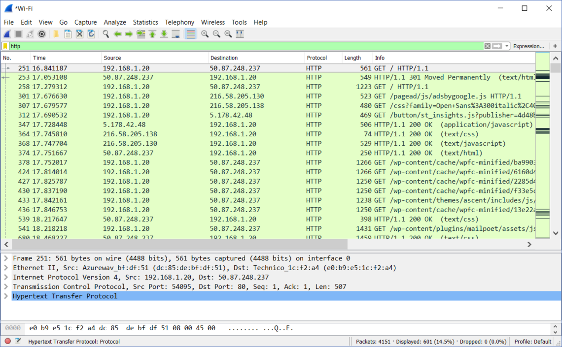 wireshark filter on protocol
