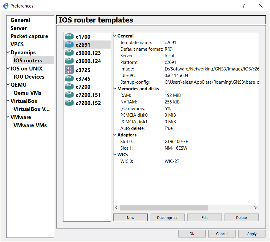 Cisco IOS router templates in GNS3 Tutorial