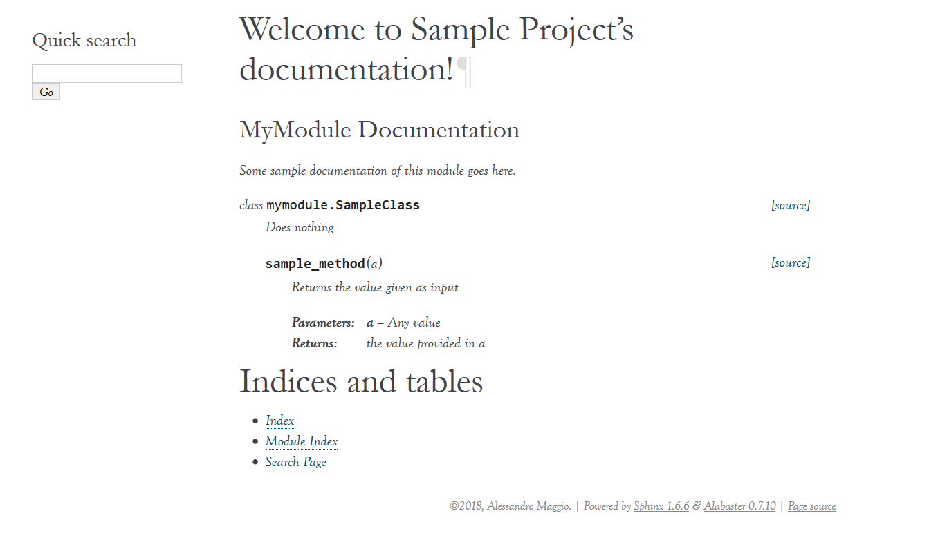 py0008 02 sphinx sample output - The best approaches for Python documentation authoring