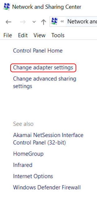 You can configure the settings of the MS-Loopback interface by using the adapter settings in the control panel