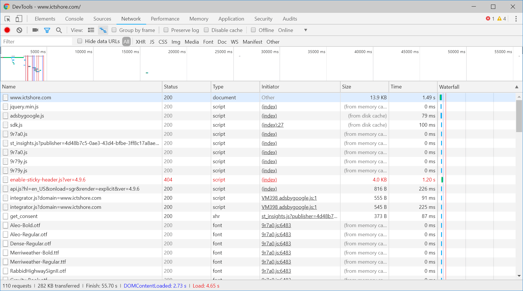 In the network tab, you can see all HTTP and HTTPS requests going on