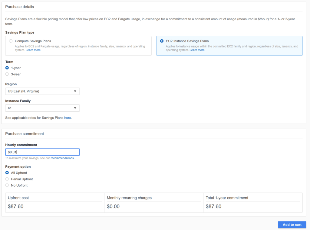 AWS Saving Plans and EC2 Instance Saving Plan settings for cloud cost optimization