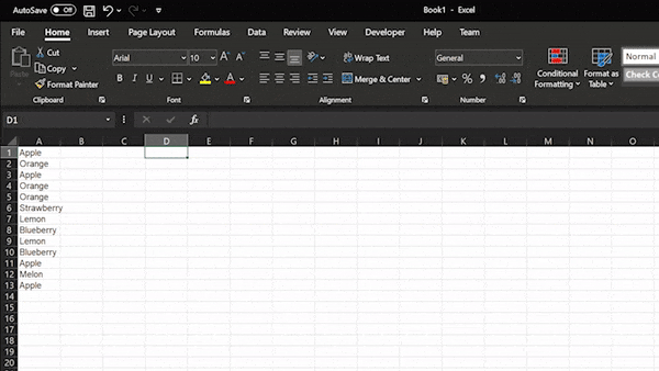 Use the UNIQUE function to perform an Excel Select Distinct operation