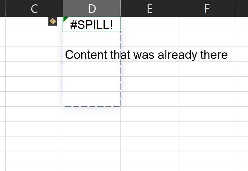 Border of the #SPILL error showing how much space we need to perform our Excel select distinct