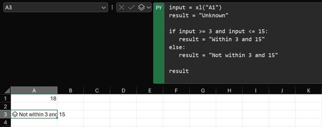If-Else in Python in Excel