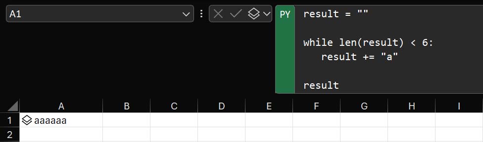 A while loop in Python inside Excel
