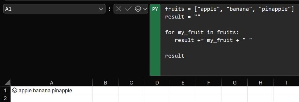 How to use a for loop in Python in Excel